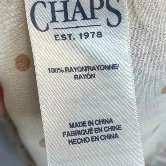 Chaps Boho Floral Polka Dot Baby Doll Cottagecore Long Sleeve Dress - Picture 8 of 10